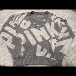 ‘Pink’ Grey & White Sweater